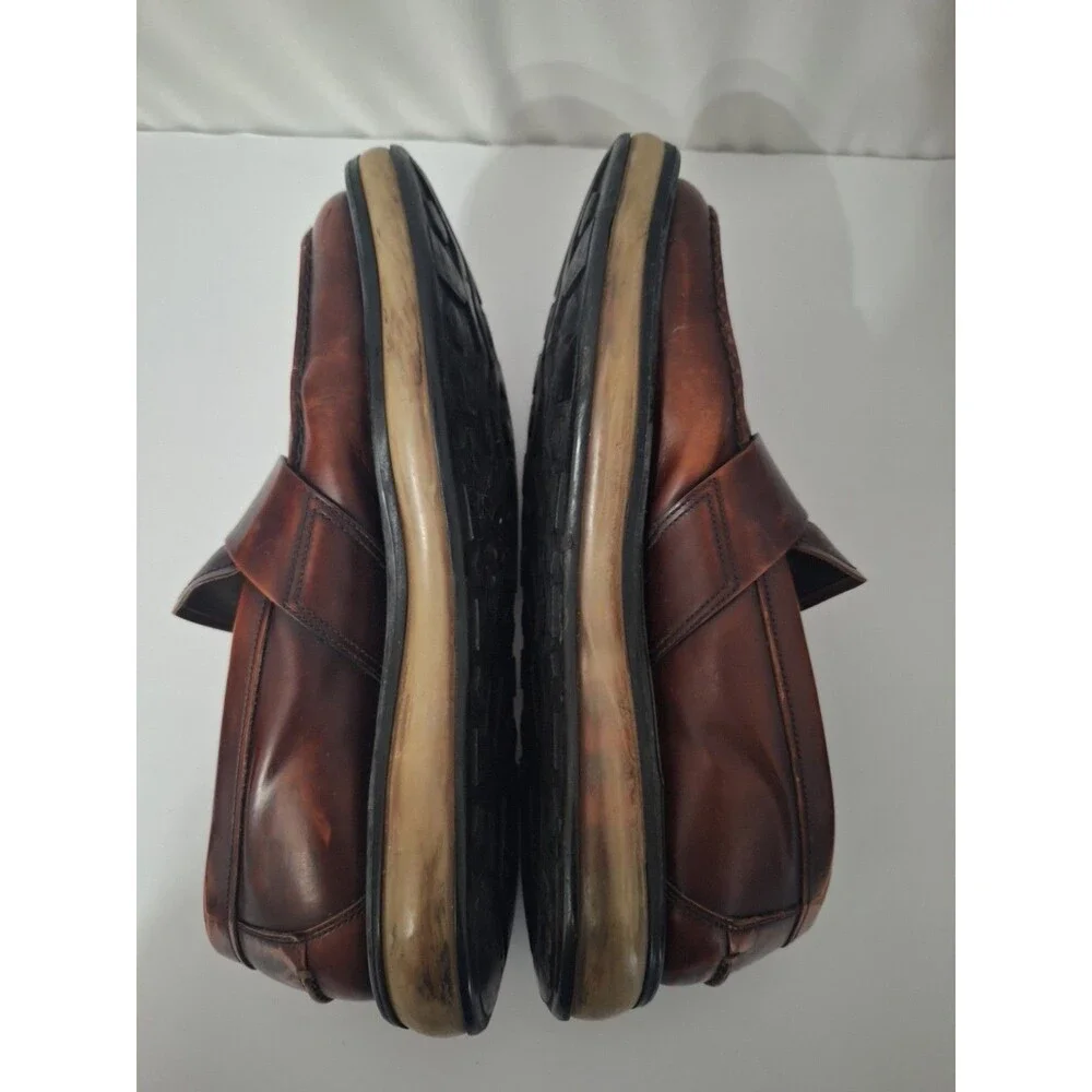 PRADA Mens Leather Loafers Sz 9.5 Brown Chunky Preppy Vintage Y2K School Teacher